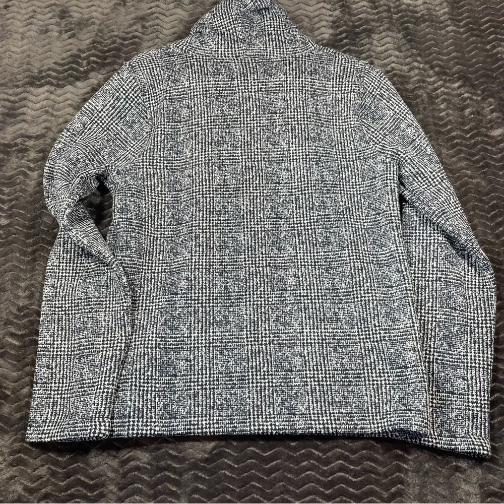 J.Crew Funnel Neck Pullover Sweater Plaid Fleece, Womens Size M.  # 7_4